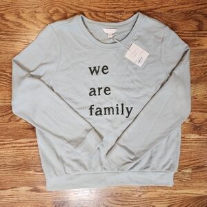 NWT Baby Blue We Are Family Sweatshirt Women's Size XL